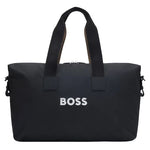 The Catch 3.0 Black Polyester Holdall with Signature Stripe Handles by BOSS.