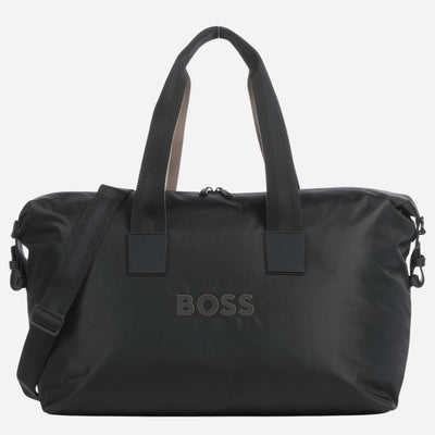 The BOSS Catch 3.0 Black Holdall with Large Raised Logo by BOSS.