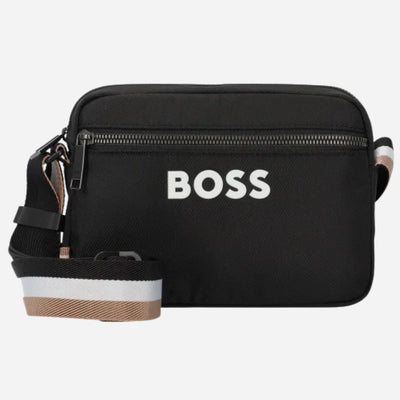 The Catch 3.0 Black Polyester Cross Body Bag with Signature Stripe Strap by BOSS.