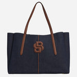 The Cotton-Denim Anett Tote Bag with Double 'B' Monogram.
