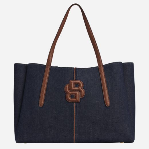 The Cotton-Denim Anett Tote Bag with Double 'B' Monogram.