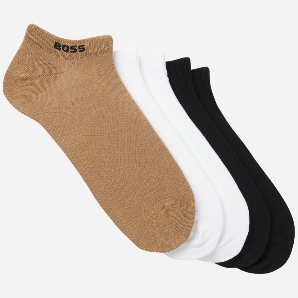 BOSS Five-Pack of Ankle-Length Cotton Blend Socks with Logo