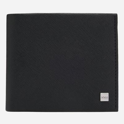 The BOSS GB Black Leather Logo-Plate-Trimmed Wallet and Key Ring Gift Set by BOSS.