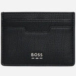 The BOSS Lewys Black Faux Leather 4CC Card Holder with Metal Logo by BOSS.