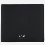 The BOSS Lewys Black Faux Leather 8CC Bifold Wallet with Metal Logo by BOSS.