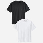The BOSS Men's Black and White Cotton Classic Rib Crew Neck T-Shirt 2-Pack by BOSS.