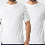 The BOSS Men's White Cotton Classic Rib Crew Neck T-Shirt 2-Pack by BOSS.