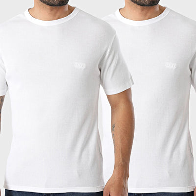 The BOSS Men's White Cotton Classic Rib Crew Neck T-Shirt 2-Pack by BOSS.
