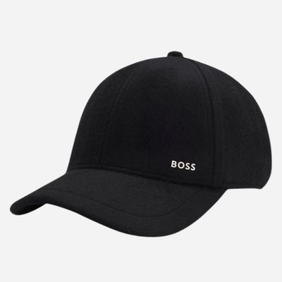 The Men’s Zed Black Wool Blend Cap with Twill Lining by BOSS.