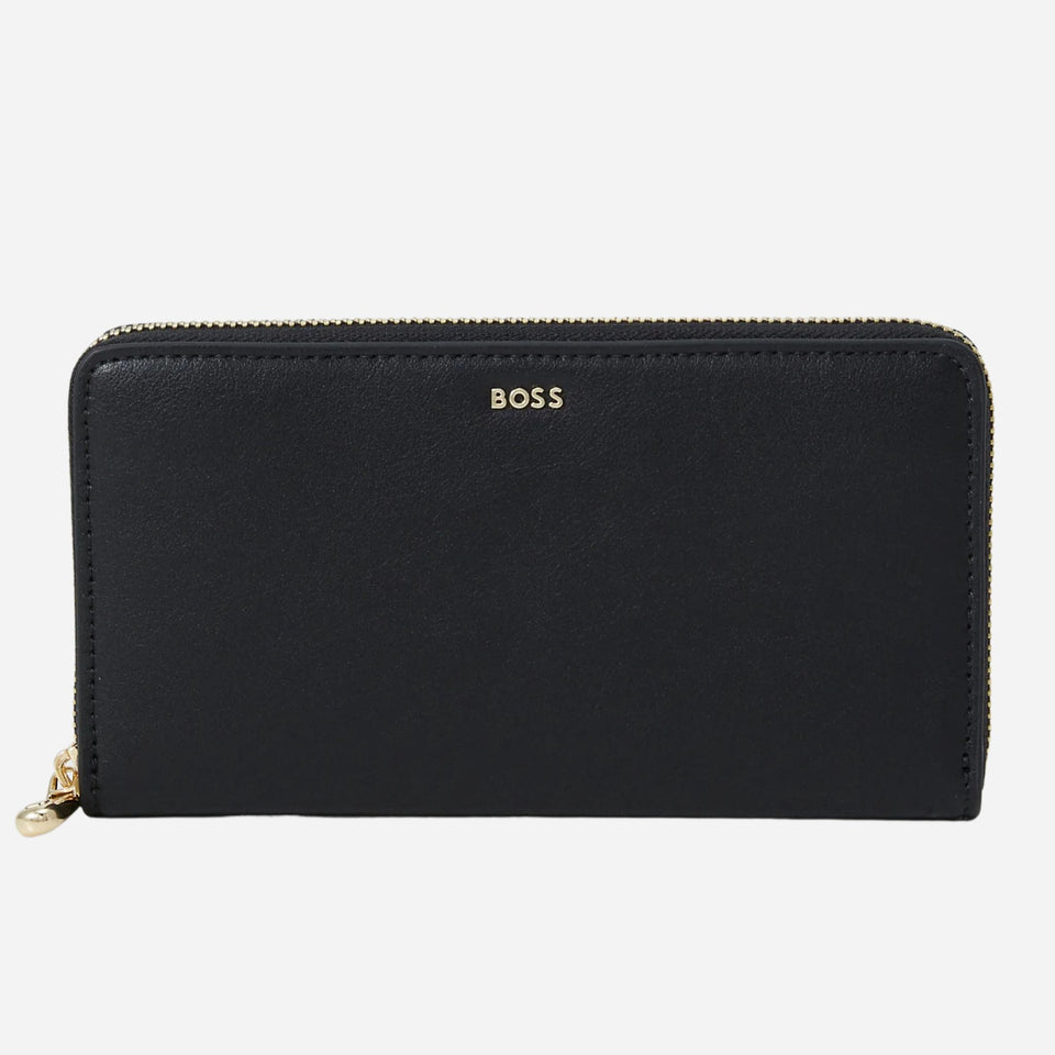 The Numah Black Leather 12CC Zip Around Purse by BOSS.
