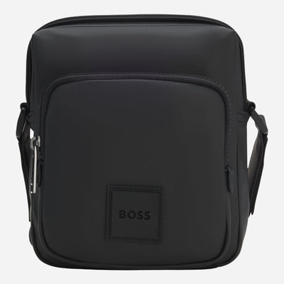 The Oryo NS Black Reporter Bag with Logo Patch by BOSS.