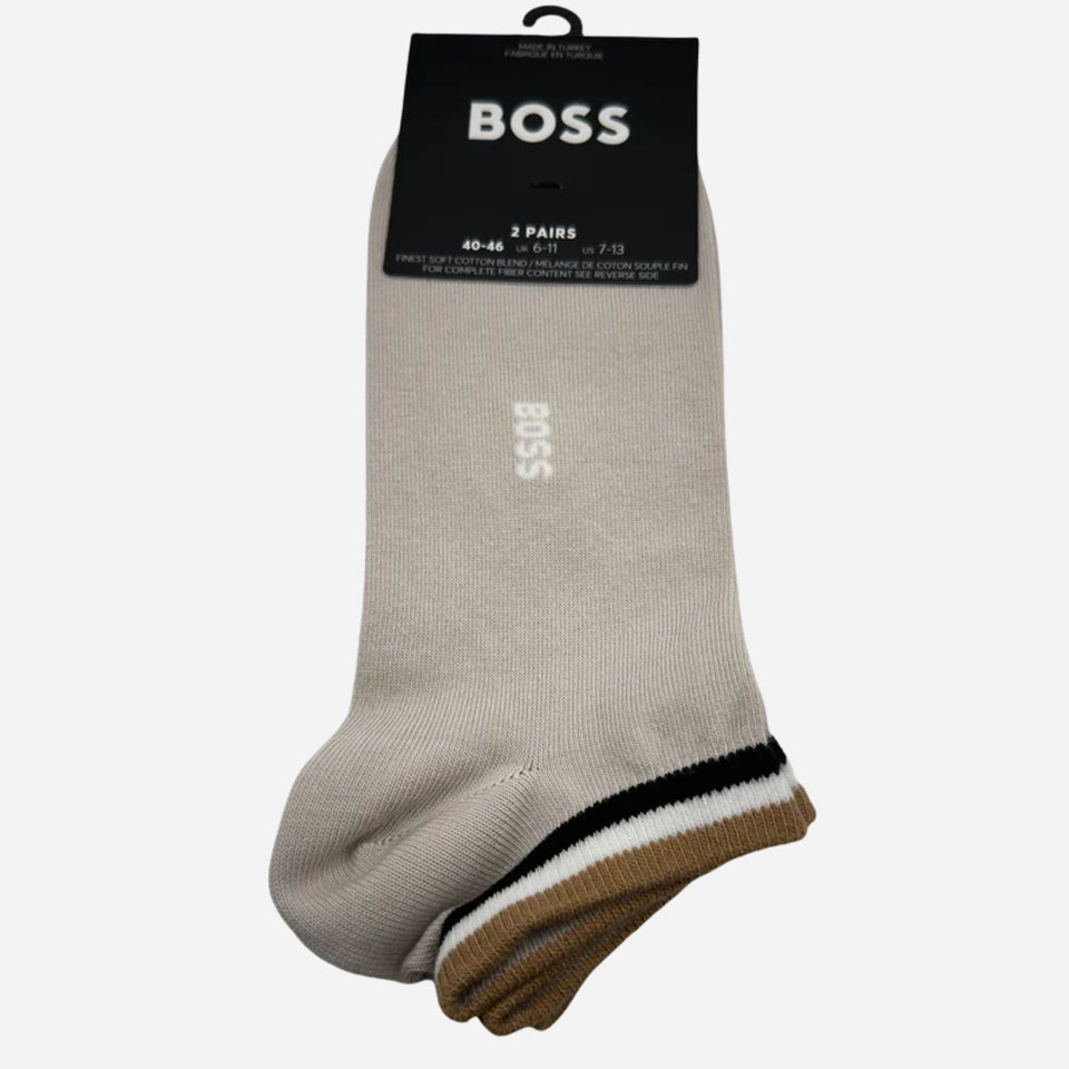 The BOSS Pack of 2 Cotton Ankle Socks With Signature Stripe Cuffs by BOSS.