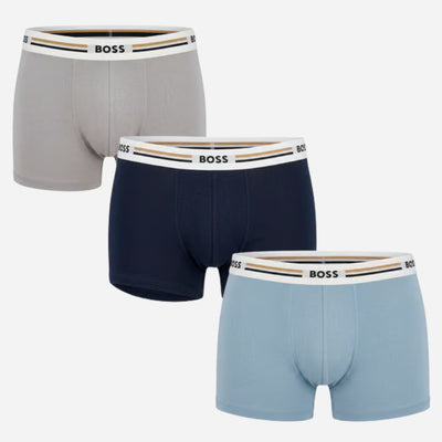 The BOSS Pack of 3 Stretch Viscose Trunks with Signature Stripe Waistbands by BOSS.