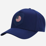 The BOSS Poulin-BC D'LUX-Flag Blue Polyester Twill Cap with USA Flag Badge by BOSS.