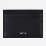 The Randy 4CC Black Card Holder with Embossed Silver Logo by BOSS.