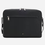 The Ray Black Faux Leather Flapover Messenger Bag with Three Stripe Detail by BOSS.