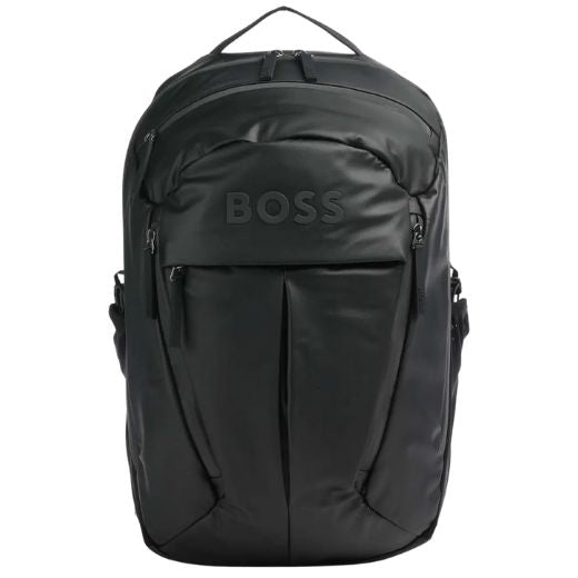 The Stormy Black Polyester Backpack with BOSS Logo by BOSS.