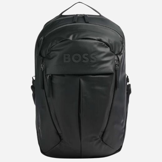 The Stormy Black Polyester Backpack with BOSS Logo by BOSS.