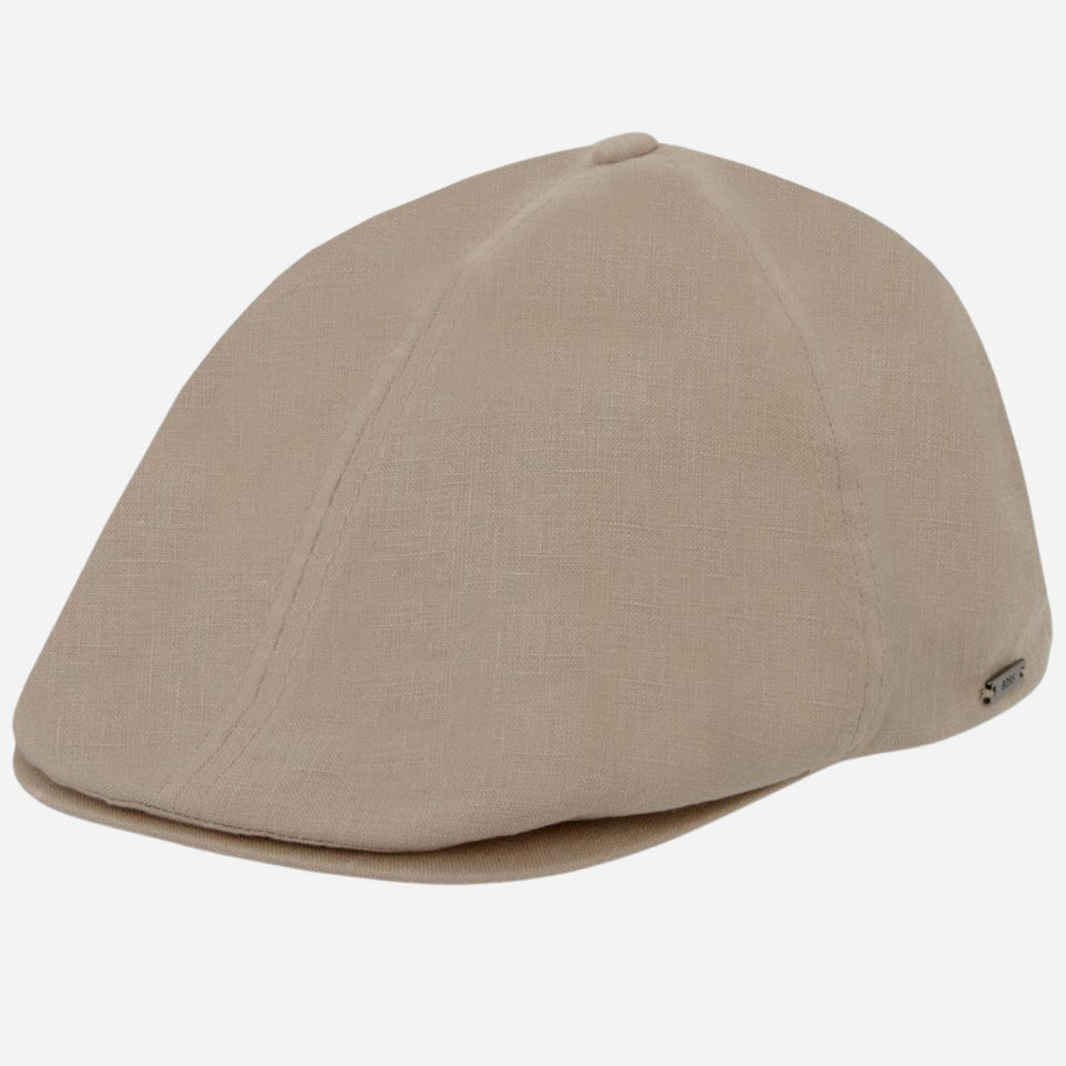 The BOSS Trystan Cream Linen Flat Cap by BOSS.