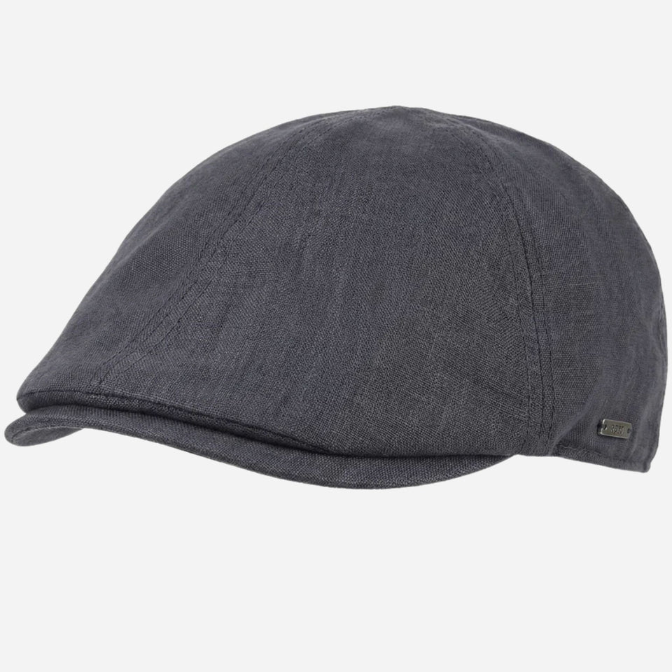 The BOSS Trystan Navy Blue Linen Flat Cap by BOSS.