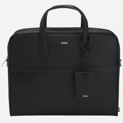 The BOSS Zair Black Leather Document Case with Foil-Print Logo by BOSS.