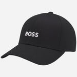 The BOSS Zed Black Cotton-Twill Cap with Embroidered White Logo by BOSS.