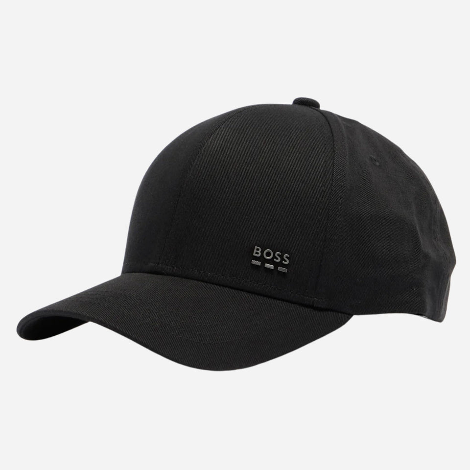 The BOSS Zed Black Cotton Cap with Metal Logo by BOSS.