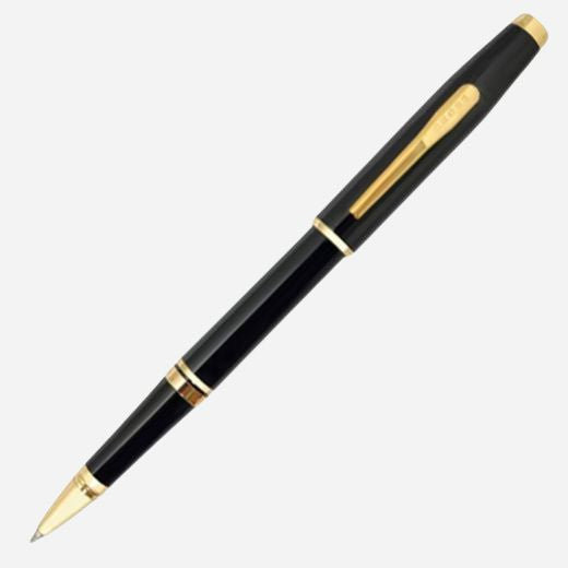 The Coventry Black Lacquer Rollerball Pen with Gold-Tone Trims by Cross.
