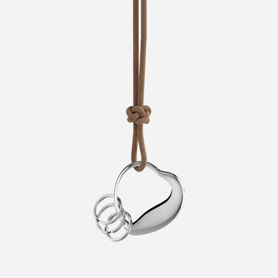 The Stainless Steel and Leather Heart Keyring by Georg Jensen.