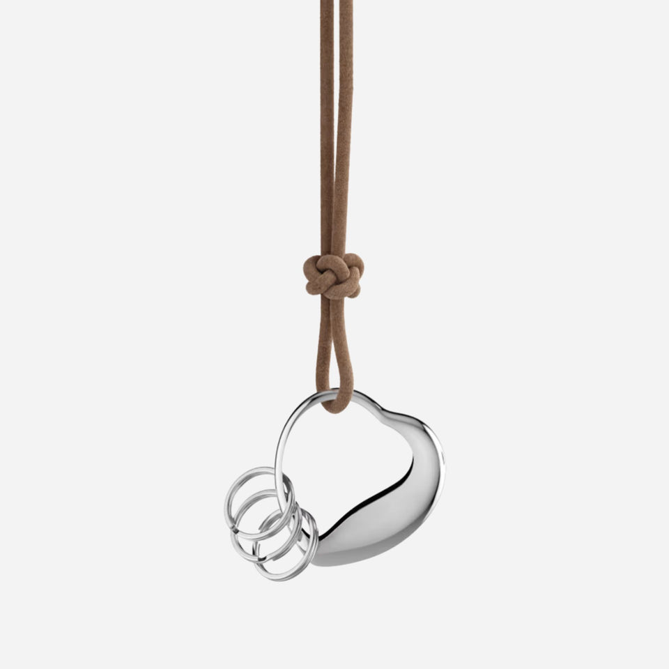 The Stainless Steel and Leather Heart Keyring by Georg Jensen.