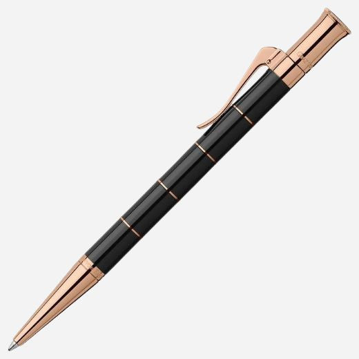 The Rose Gold and Black Anello Ballpoint Pen by Graf von Faber-Castell.