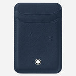 The Saffiano Ink Blue Leather 2CC Card Wallet for MagSafe Compatible iPhone by Montblanc.