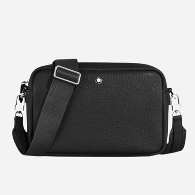 The Black Grained Leather Cross Body Bag by Montblanc.