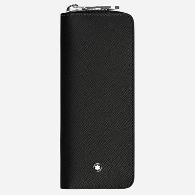 The Sartorial Black Leather Two Pen Pouch with Zip by Montblanc.