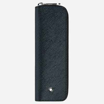 The Sartorial Tweed Blue Leather One Pen Pouch with Zip by Montblanc.