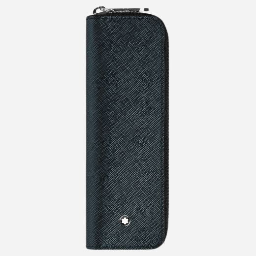 The Sartorial Tweed Blue Leather One Pen Pouch with Zip by Montblanc.