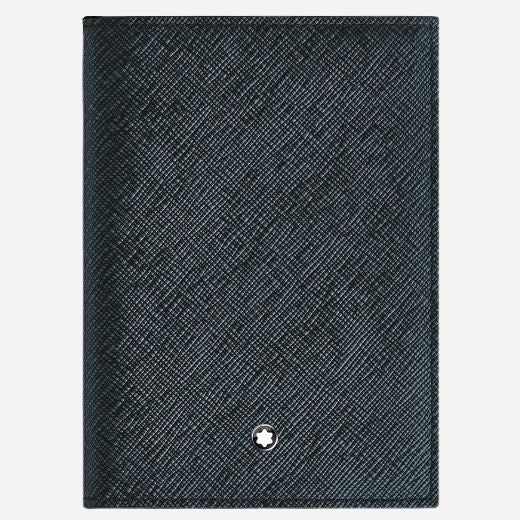 The Sartorial Tweed Blue Leather Passport Holder with 3CC by Montblanc.