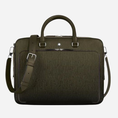 The Sfumato Khaki Corteccia Leather Briefcase by Montblanc.
