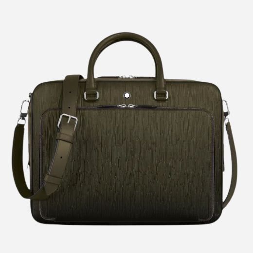 The Sfumato Khaki Corteccia Leather Briefcase by Montblanc.