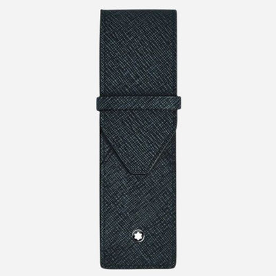 The Tweed Blue Sartorial Leather 2-Pen Pouch by Montblanc.