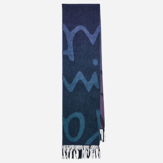 The Women's Blue and Purple Wool Blend Scarf with Signature Print by Paul Smith.
