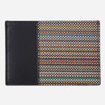 The Paul Smith Black Leather Credit Card Holder with 'Signature Stripe' Coated Canvas by Paul Smith.