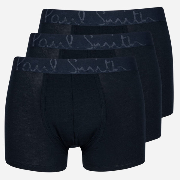 The Paul Smith 3-Pack Men's Navy Modal Comfort Boxer Briefs with Large Logo Waistbands by Paul Smith.