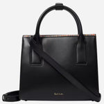 The Paul Smith Women's Black Leather Top Handle Bag with 'Signature Stripe' Trims by Paul Smith.