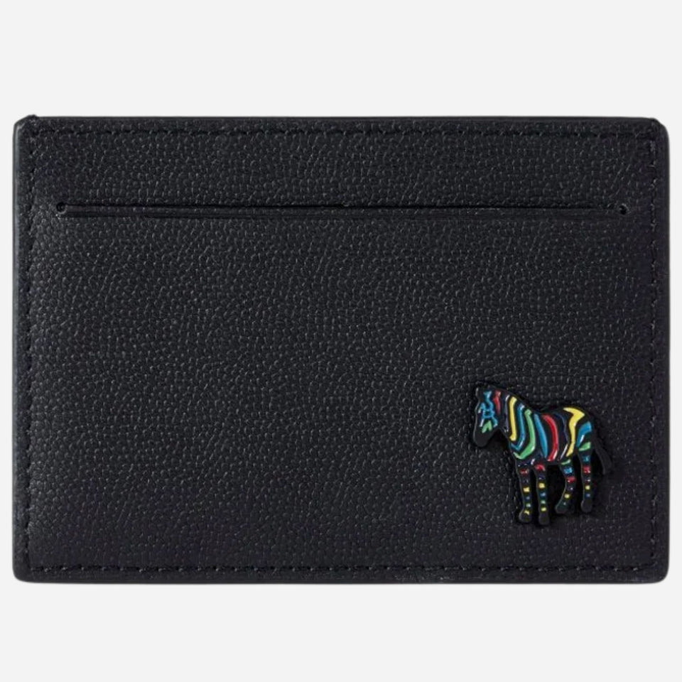 The Paul Smith Black Leather Credit Card Holder with Striped Zebra Logo by Paul Smith.