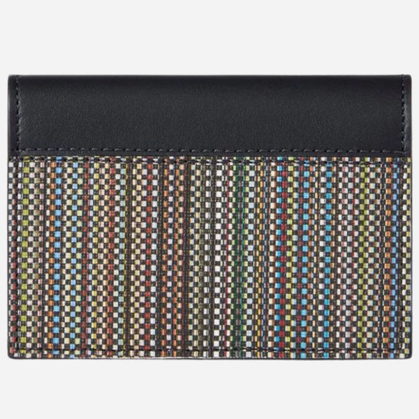 The Paul Smith Black Leather and Coated Canvas 2CC Fold-Over Card Holder by Paul Smith.