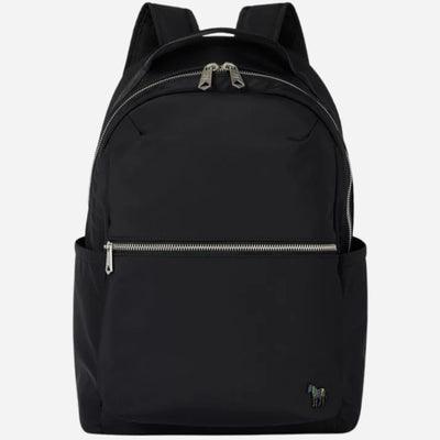 The Paul Smith Black Recycled Polyester Backpack with Signature Stripe Zebra Logo by Paul Smith.