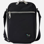 The Paul Smith Black Recycled Polyester Small Flight Bag with Signature Stripe Zebra Logo by Paul Smith.