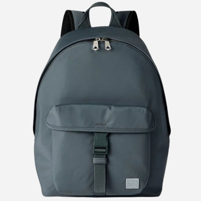 The Paul Smith Grey-Teal Recycled Polyester Backpack with Rubberised Signature Logo Patch by Paul Smith.