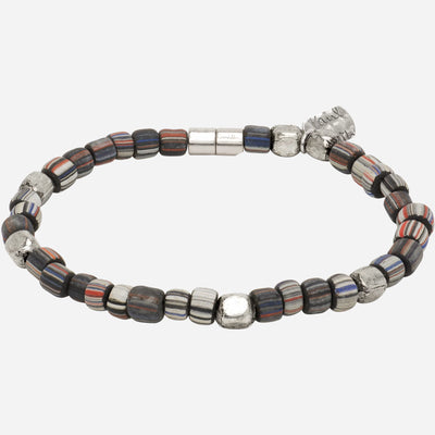The Paul Smith Grey and Black Striped Glass Bead Bracelet by Paul Smith.